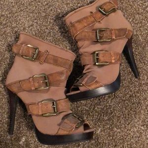 Peep toe ankle booties